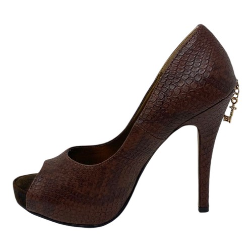 Brown snake print heels - print,