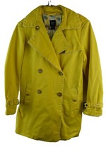 GAP Yellow Trench Coat size XS Womens Cotton Button Up Mac Casual Outdoors