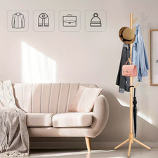 Wooden Coat Stand Tree 8 Hooks