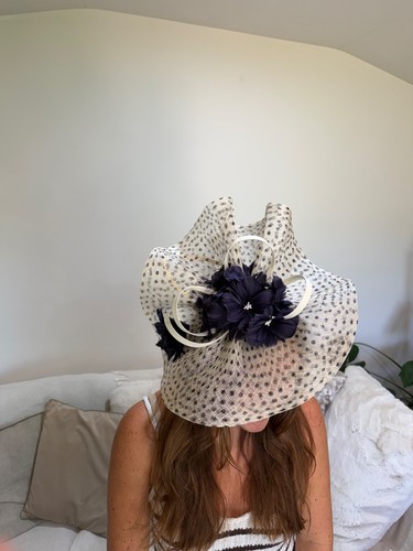 Ladies polkadot navy and - , ivory