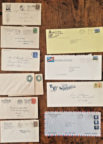 Franked envelopes and stamps