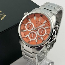 Bulova Marine Star 96B395 Quartz Men's Watch Orange Dial Stainless Steel 43MM