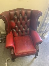 Oxblood leather chesterfield - oxblood,