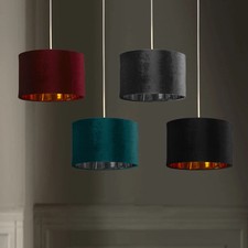 Soft Velvet Light Shades With Metallic Linings Table and Pendant Drum Shades