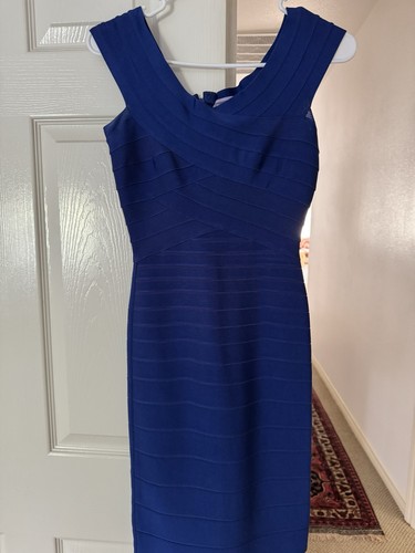 Herve leger blue bondage dress - bondage,