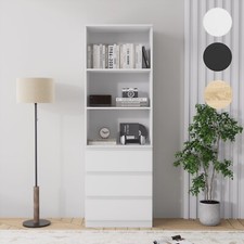 3 Tier Bookcase with Shelving Drawers for Storage Bookshelf Living Room Office