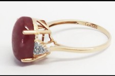 14k Yellow Gold Ring - Ruby - Diamond Setting 2.95 Grams