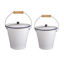 Enamel Bucket with Lid Flour