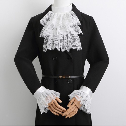 Lace jabot and cuffs set - jabot, white