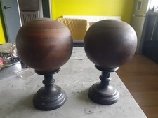 antique presentation lawn bowling balls on stands