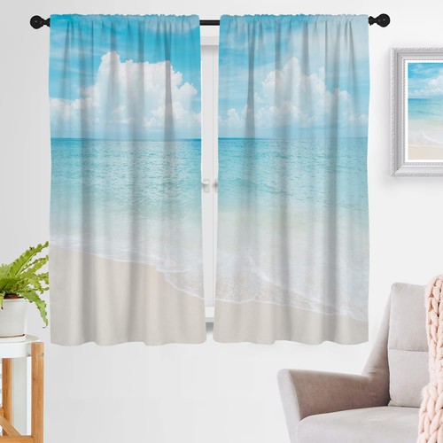 Beach window curtain - curtain, ocean