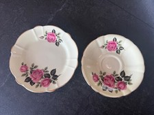 Windsor Saucer & Side Plate – Pink Roses on Yellow – Bone China - Spares