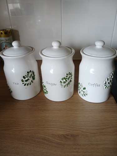 Tea coffee sugar canisters - tea,