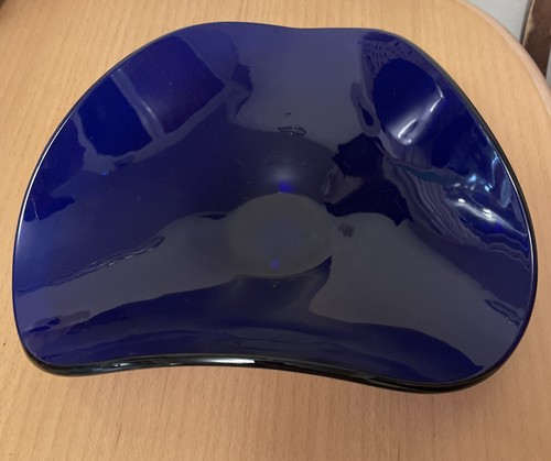 Large cobalt blue glass bowl - glass,