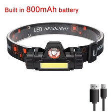 Powerful COB+LED Headlamp 18650 2000Mah Rechargeable Headlight Waterproof Head L