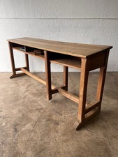 Rustic 2m Long Antique Oak School Desk Workstation Sideboard Kitchen Prep Table
