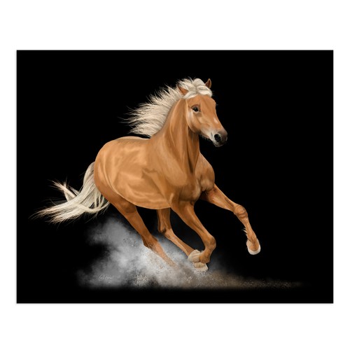 Signed palomino horse pencil - signed,
