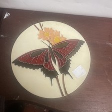 Past Times Tubelined Pottery Plate Butterfly Pattern Hand Painted 27x1cm