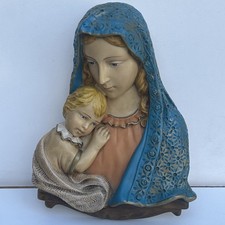 Madonna & Child Wall Plaque Vintage Italian Hand Painted in Italy Religious