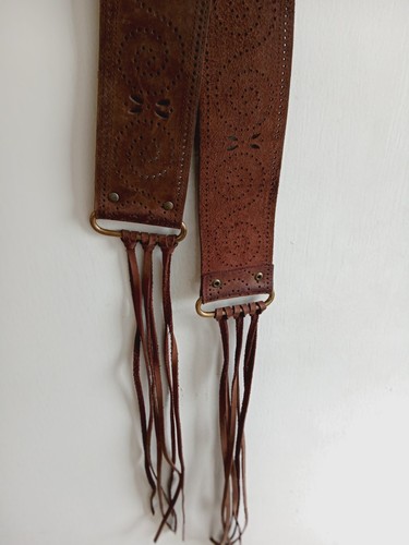 Bohemian leather belt - leather, low
