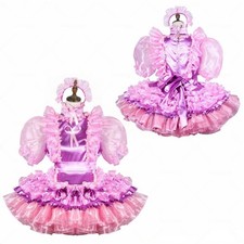 Girl Maid Sissy purple Satin