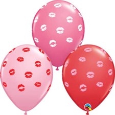 Kiss Lips Latex Balloons Red & Pink 11 Inch Valentines Love Kissey Party Decor