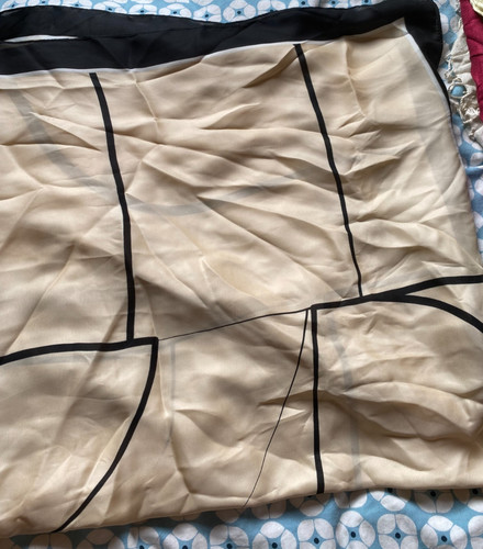 Beige black shawl scarf - black,