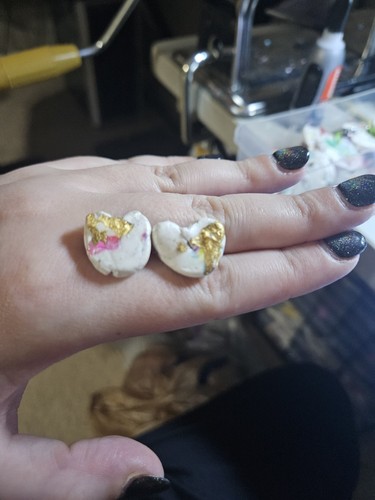 Polymer clay heart earrings - clay,