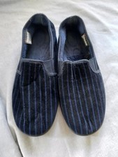 Mens M&S Blue Stripe Thinsulate Slippers Size 8 Good Condition