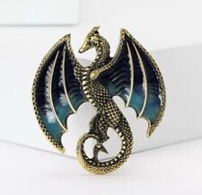 New Release Flying Dragon Brooch Gold And Blue Winga Gift Retro Enamel Jewelry