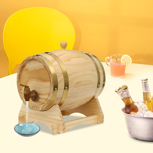 Wood wine barrel with stand - wine,