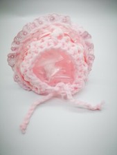 Baby Girls Fluffy Fur Premature Crochet Knitted Bonnet Hat Bow Pom Tinybaby