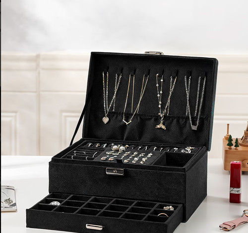 Black faux leather jewellery - faux,