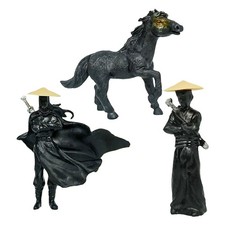  3 Pcs Zen Garden Decor Samurai Statue Bonsai Ornaments Desktop Adornment