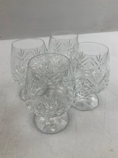 Set of 4 Crystal Cut Brandy Glasses Elegant Design 11cm Height Collectable