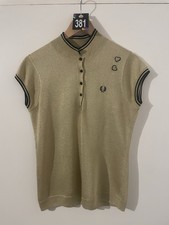 Fred Perry Amy Winehouse Gold Metallic Polo Shirt Size 12 Pre Owned Excellent