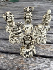 Vintage Lot Of 6 Cast Resin Small Chinese Deity / Gods & Goddess Figurines