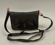Ted Baker Black Faux Leather Crossbody Bag + Bow and Rose Gold Toned Hardware 