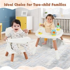 16-in-1 Convertible Baby High Chair w/ 5-Point Harness-White