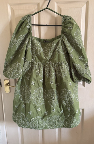 Zara green floral - zara, embroidered