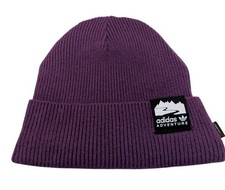 Adidas ADVENTURE UNISEX Logo Woolie Acryl Beanie Hat Fold Purple Free Post