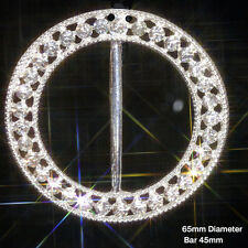 LARGE ROUND FILIGREE RHINESTONE RIBBON SLIDER BUCKLE GREAT FOR CHAIR SASH COVERS