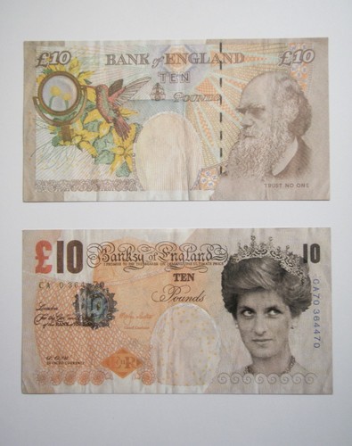 Banksy faced tenners - banksy, di