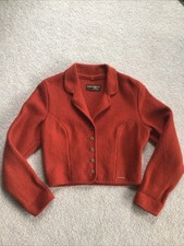 Geiger Tyrol Austria Boiled Wool Blazer Jacket Cropped Women’s Sz 42 Rust
