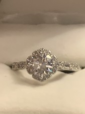925 Silver Cocktail Ring with Sparkly Zircon and Faux Diamonds On Sides