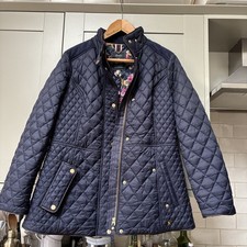 Joules Newdale Women’s Navy Light Quilted Jacket Size 16 Floral Pheasant Lining