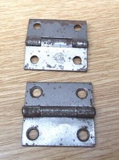 Pair small Steel 1.5 ins hinges  square opened