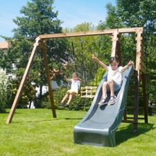 Soulet Prune Childrens Double Wooden Swing Set with Slide 2.6m x 3.5m Set