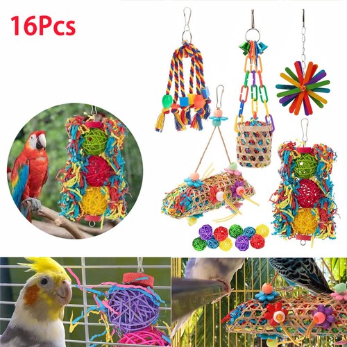 16x bamboo weave parrot toys - 16x,