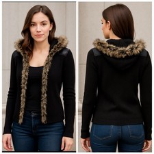 Boston Proper Black Faux Fur